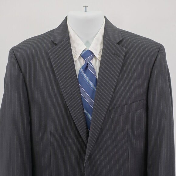 Calvin Klein Wool Gray Striped 2 Piece Suit 40L Flat Front 34 / 34 Mid Rise 2 Bu - Picture 5 of 15